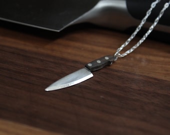 Small Sterling Silver Chef's Knife Necklace