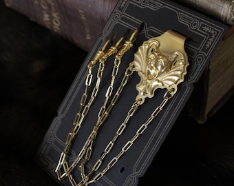Brass Gargoyle Bat Face Chatelaine
