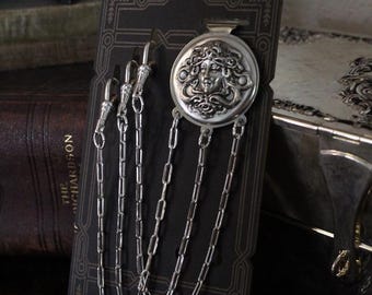 Nickel Fortune Teller Medallion Chatelaine Tool Holder