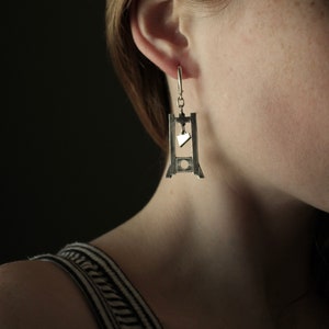 Guillotine Earrings Recycled Sterling Silver image 1