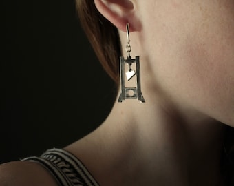 Guillotine Earrings Recycled Sterling Silver