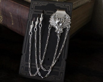 Nickel Gargoyle Bat Face Chatelaine