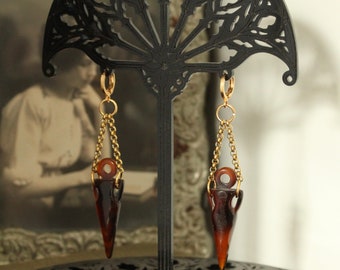 Victorian Greek Revival Amphora Inspired Earrings Faux Tortoiseshell Acrylic and Gold Plated Brass