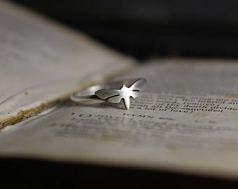 Sphinx Moth Small Sterling Silver Stacking Ring