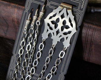 Gothic Tracery Nickel Chatelaine Keychain Sewing Tool Holder