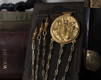 Brass Triumphant Goddess Medallion Chatelaine Tool Holder