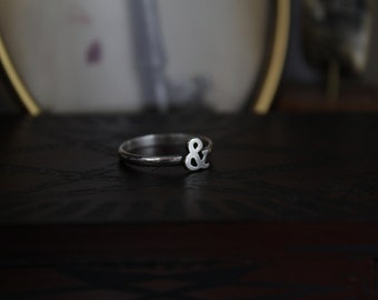 Ampersand Hand Cut Sterling Silver Stacking Ring