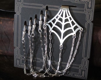 Nickel Spider Web Chatelaine  Sewing Craft Tool Holder Key Chain