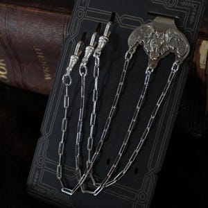 Owl Silver Plated Brass Stamping and Nickel Chatelaine Key chain Sewing Tool Holder