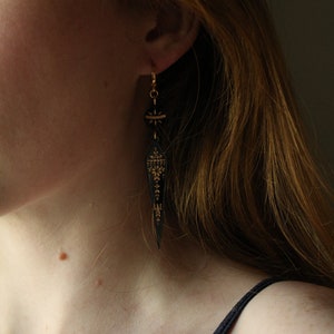 Black and Gold Etruscan Revival Greek Revival Inspired Victorian Style Laser Cut Acrylic Earrings image 6