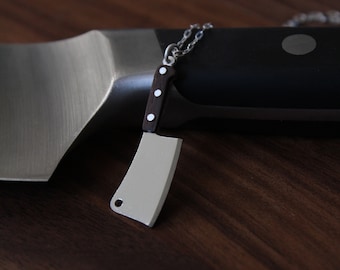 Cleaver Hand Cut Sterling Silver Mini Butcher's Knife Necklace