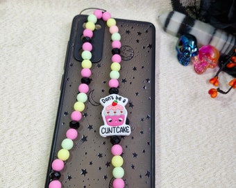 Cupcake phone strap, fun accessories, y2k, phone accessories, phone charm, alternative, pink, profanity, rude, funny,