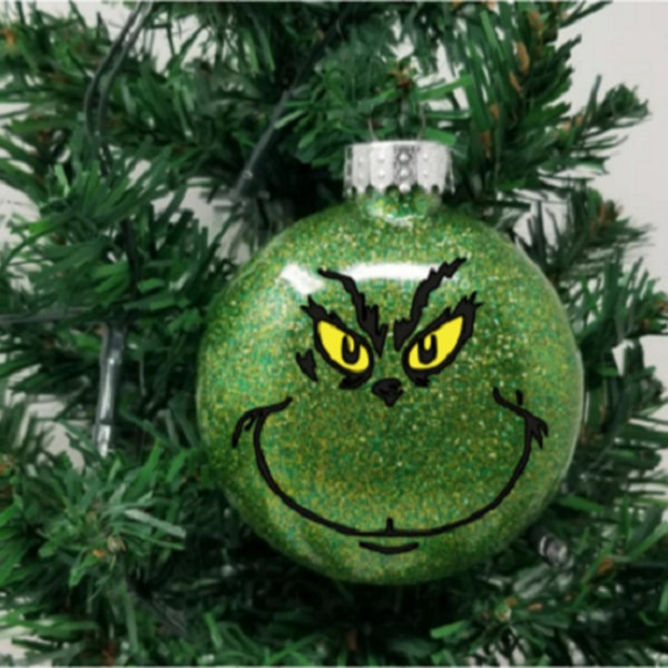 Custom personalized Glitter Grinch Christmas ornament name
