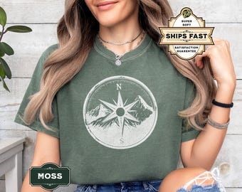 Compass T Shirt for Hikers and Travelers, Nautical Design, Outdoor Lover Gift, Wander Tee with Vintage Flair, Perfect for Adventures