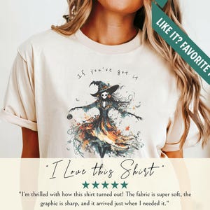 Watercolor Skeleton Shirt for Women, Chic Witch Shirt for Women, Colorful Women Halloween Shirt, Cute Halloween Party Tshirt, Horror T Shirt Bild 6