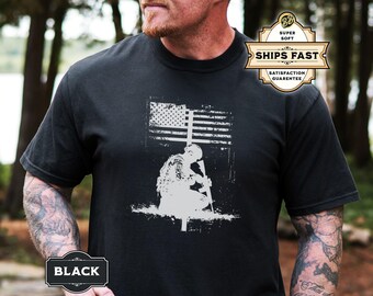 American Flag Memorial Shirt, Patriotic Tribute for Veterans Day, Christian Tshirt, Fallen Soldier Gift, Military Remembrance, Memorial Day