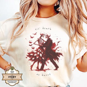 Till Death We Dance Skeletons T-Shirt, Gothic Skeleton Dance Tee, Halloween Skeleton Party Shirt, Couples Creepy Dance Shirt
