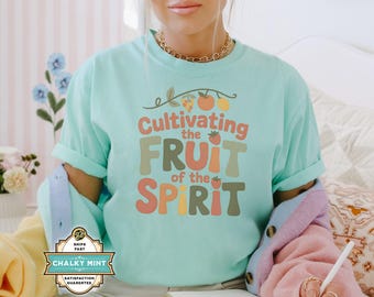 Fruit of the Spirit Teacher Shirt for Christian Classroom, Comfort Colors® Faith T Shirt, Biblical Gift for Her, Spring Elementary T-shirt