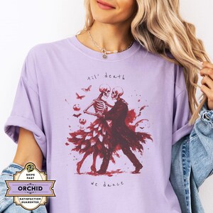 Gothic Skeleton Dance T-Shirt, Till Death We Dance Graphic Tee, Halloween Skeleton Couple Shirt, Gothic Love Shirt