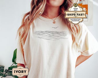 Wave Shirt, Comfort Colors Surf Tee, Minimalist Ocean T-Shirt, Summer Beach Gift, Coastal Vibes T Shirt, Sea-Inspired for Surf Lovers