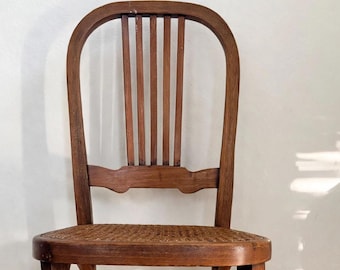 Bent wood and cane accent chair petite bench rattan thonet oak