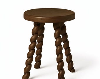 Antieke Franse kruk of bijzettafel met gesneden klospoten Vintage