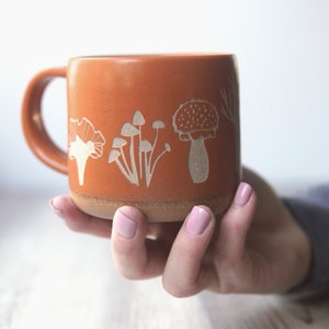 Mushroom Collection Mug engraved pottery image 3