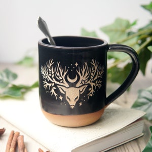 Deer Tree Mug Artemis/Diana Farmhouse Style Handmade Pottery image 2