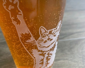 Stretch Cat Beer Glass - Pint Glass (16oz) in 2023