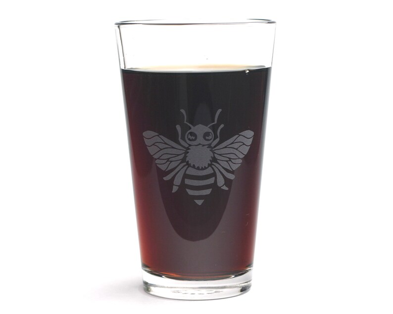 Honey Bee Pint Glass dishwasher safe engraved glass for beer Etsy