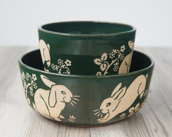 Rabbit Ramen Bowl - handmade pottery