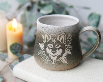 Wolf Mug - Handmade Pottery Cup