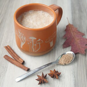 Mushroom Collection Mug engraved pottery Pumpkin Orange