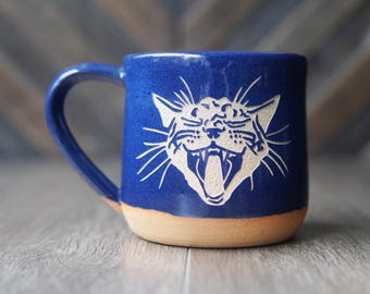 Screaming Cat Mug - made in USA engraved ceramic