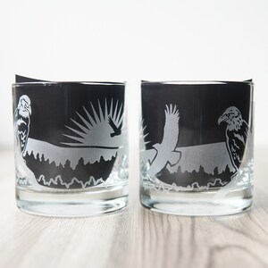 Bald Eagle Glass - Etched Lowball DOF Barware for Whiskey and Cocktails