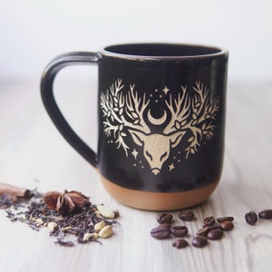 Deer Tree Mug Artemis/Diana Farmhouse Style Handmade Pottery image 6
