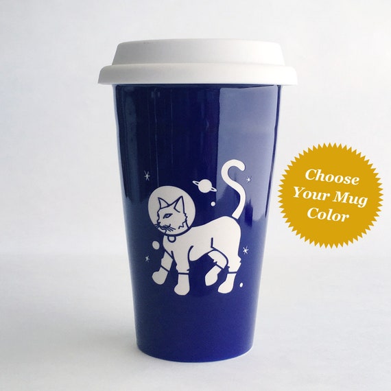 astronaut cat travel mug