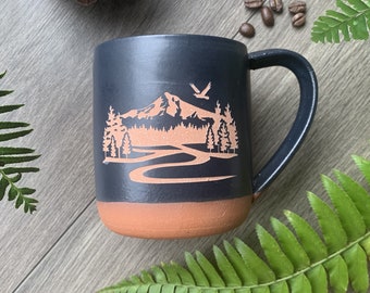 Mountain Mug Handmade Pottery Cup - Mt. Hood