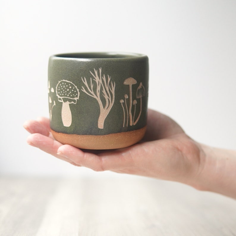 Mushroom Collection Mug engraved pottery image 2