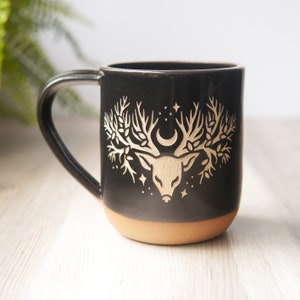 Deer Tree Mug Artemis/Diana Farmhouse Style Handmade Pottery image 5