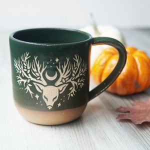 Deer Tree Mug Artemis/Diana Farmhouse Style Handmade Pottery image 1