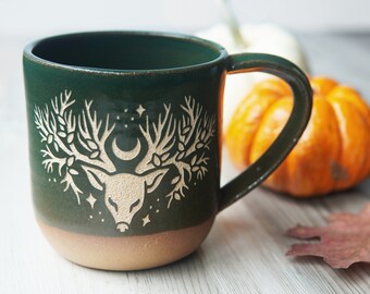 Deer Tree Mug - Artemis/Diana Farmhouse Style Handmade Pottery