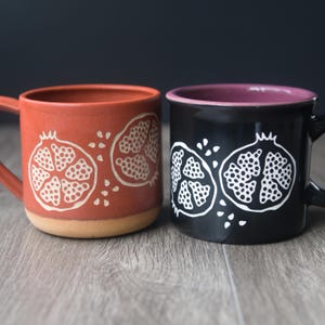 Pomegranate Mug - fruit floral rustic farmhouse pottery