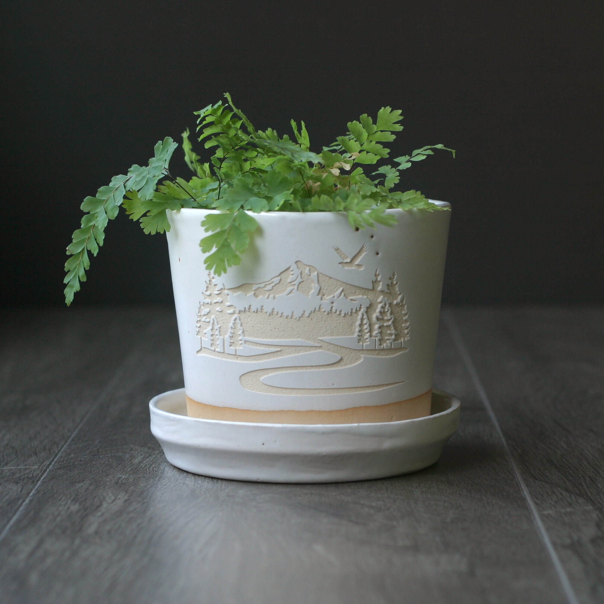 Mountain Planter with Saucer 4 plant pot with drainage Etsy