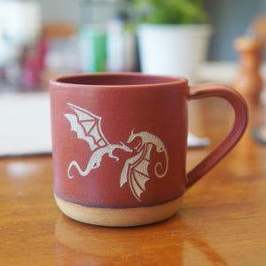 Dragons Mug - handmade medieval fantasy pottery - dishwasher safe
