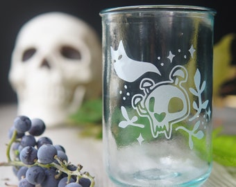 Recycled Glass Ghost Cat Cup - Cozy Haunting eco glass tumbler for drinking or candles