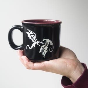 Dragons Mug - handmade medieval fantasy pottery - dishwasher safe Burgundy Camp