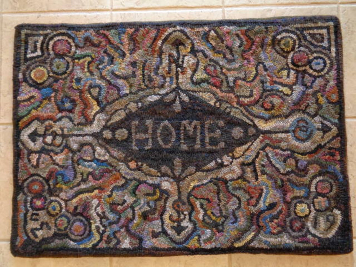 Welcome Rug Patterns HOME Welcome Rug Hooking Hooked Pattern on Primitive Linen - Etsy