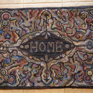 HOME Welcome rug hooking hooked pattern on primitive linen