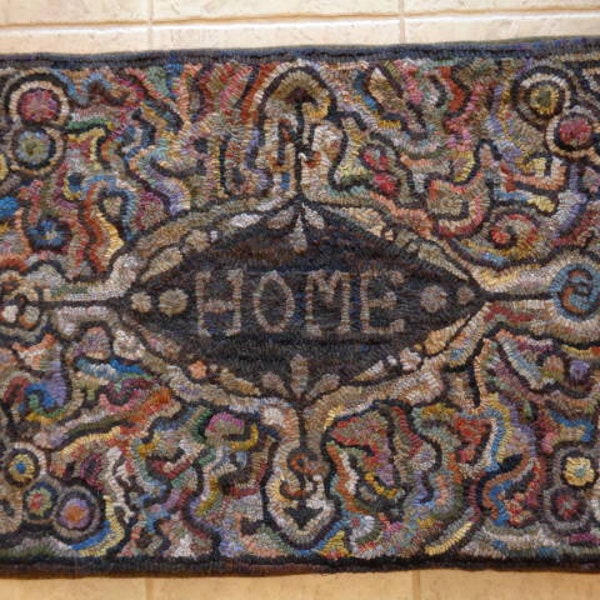 HOME Welcome rug hooking hooked pattern on primitive linen